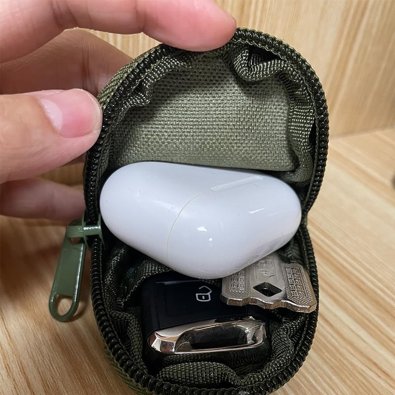 Imeisuit 2 Pack Tactical Coin Purse - Military Pocket Keychain Pouch as Mini Tool Organizer Coin Car Key Waist Case Earphone Pack Backpack Accessory Pouch (Army Green-2pcs) - Image 5